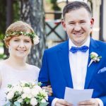 Bukiet ślubny i wianek brosza z eukaliptusa róż dalii pastelowy kremowy jasnożółty jasnoróżowy Agnieszka Błaszczyk abkwiaty Kraków